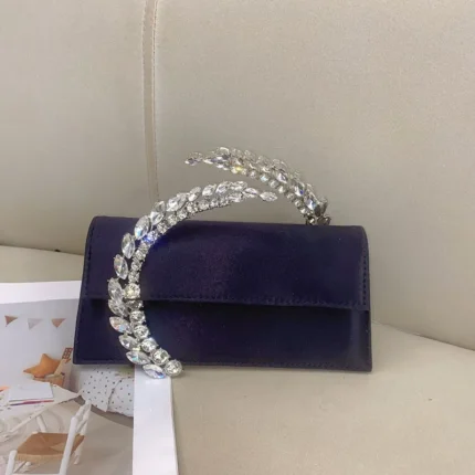 Luxury Satin Square Box Women Handbag Crystal Shiny Rhinestones Diamond Evening Bag Wedding Party Clutch Purse Crossbody Bag